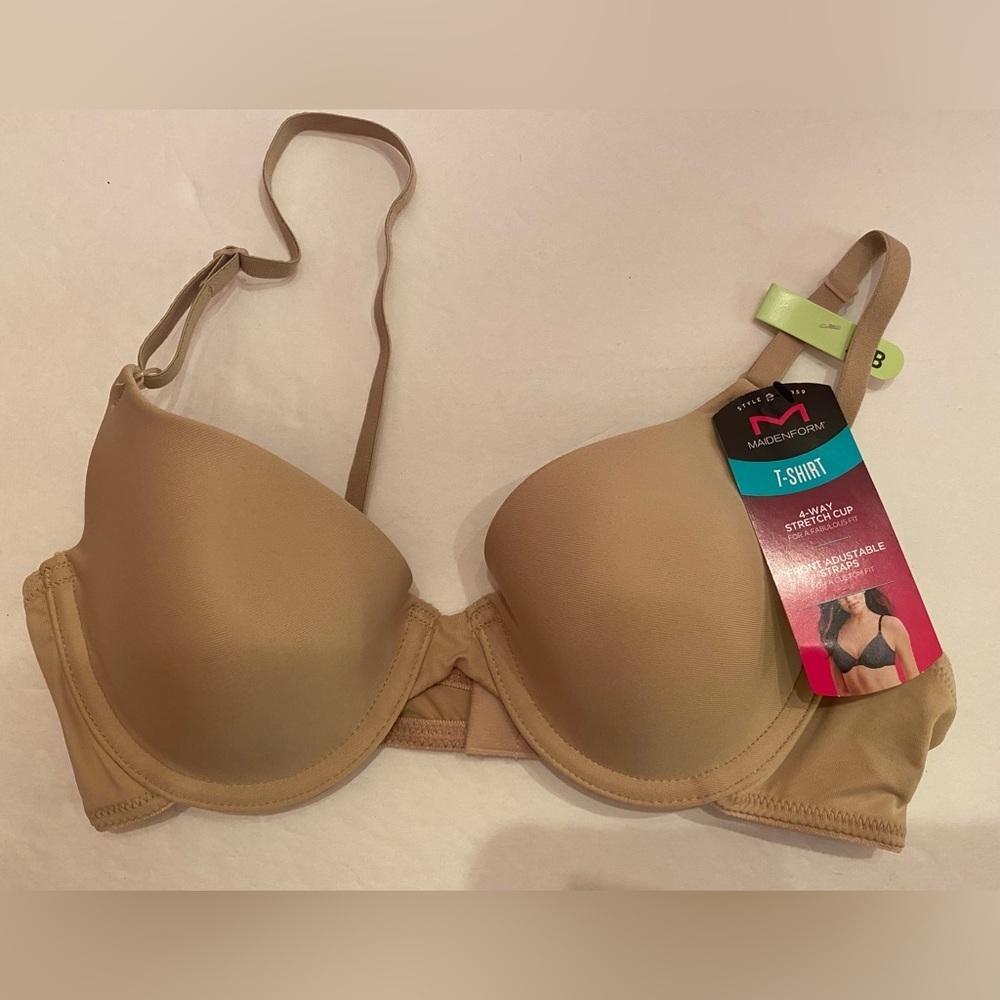 Maidenform T-Shirt Bra 32B Tan Nude 4-Way Stretch Front Adjustable‎ Straps 07959